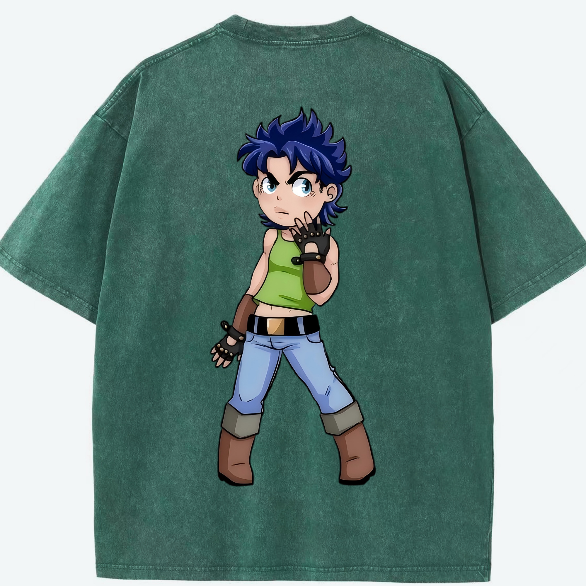 （画像用） ジョジョの奇妙な冒険 広瀨康一 JoJo's Bizarre Adventure Hirose Koichi 綿100% ヴィンテージ風 半袖Tシャツ（背面プリント）